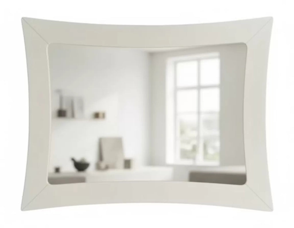 Specchiera rettangolare sagomata legno shabby bianco 108x79x3 - Mobili 2G