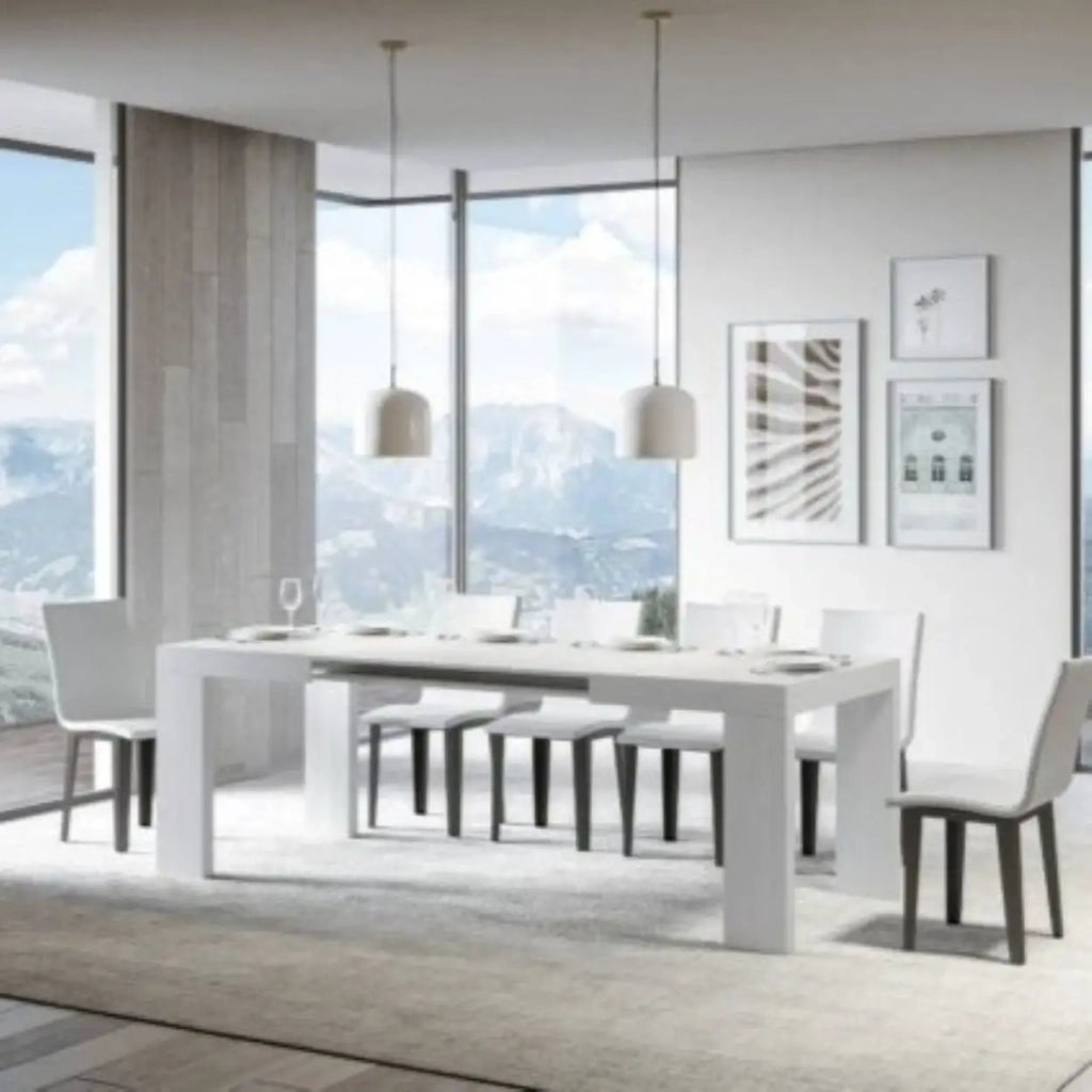 Tavolo allungabile 120/224x90 cm Roxell colore bianco frassino