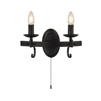 Applique Rustico-Country Cartwheel Iii Acciaio Nero 2 Luci E14