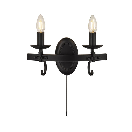 Applique Rustico-Country Cartwheel Iii Acciaio Nero 2 Luci E14