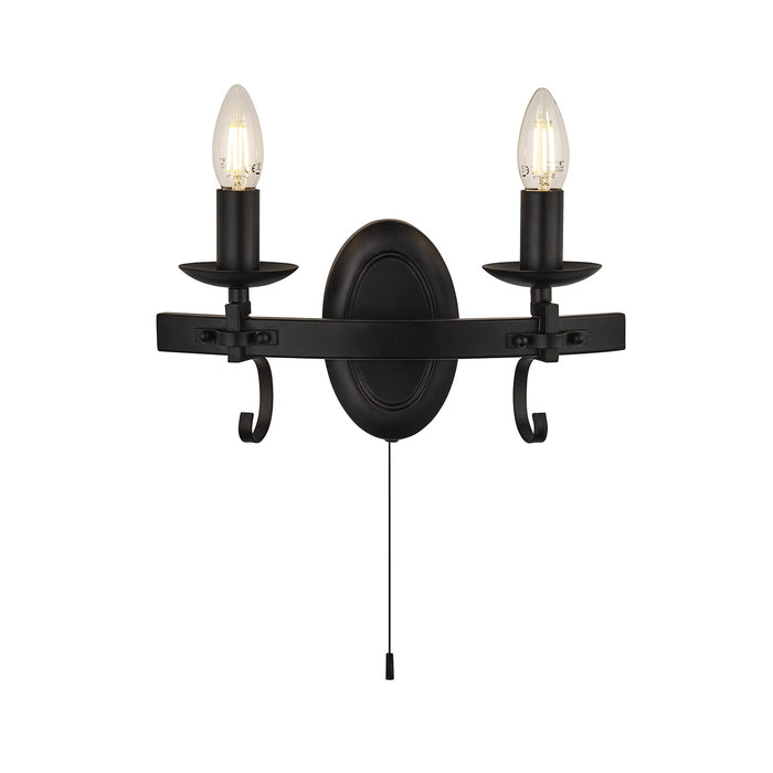 Applique Rustico-Country Cartwheel Iii Acciaio Nero 2 Luci E14
