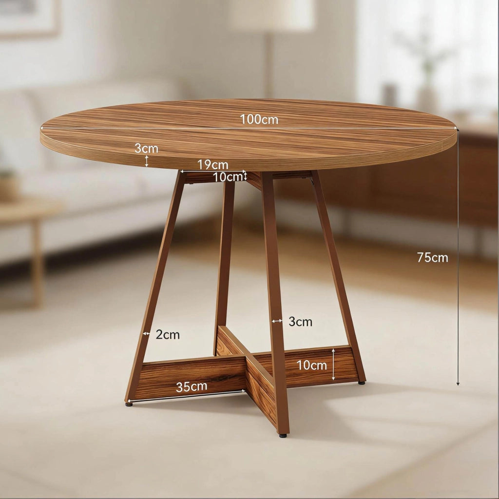 Tavolo da pranzo rotondo ULEVR ?100 cm in MDF marrone con base centrale, per 2-4 persone