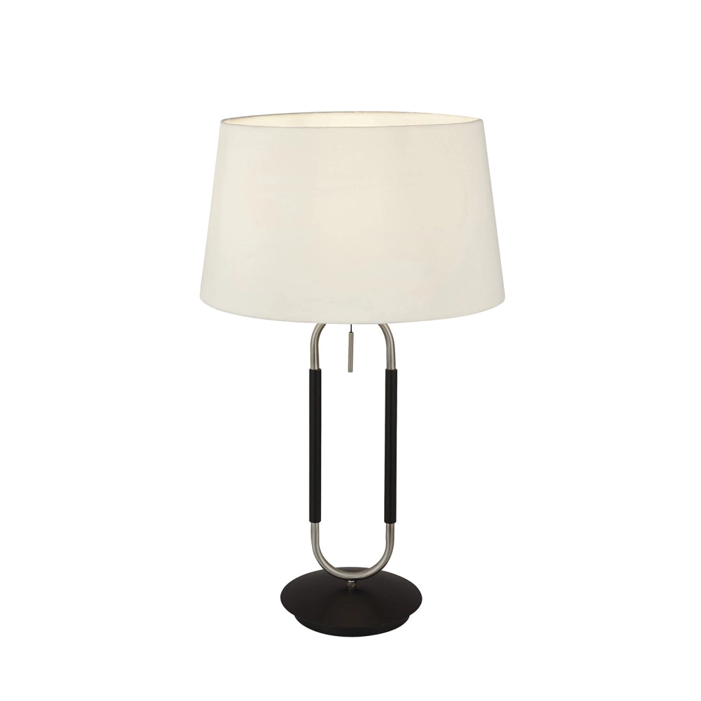 Lampada Da Scrivania Contemporanea Jazz Acciaio Nero Tessuto Argento 1 Luce E27