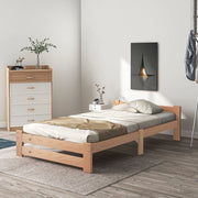 Letto in Legno Massello con Testiera e Doghe ¨C MINIMAL ¨C 90x200 Naturale