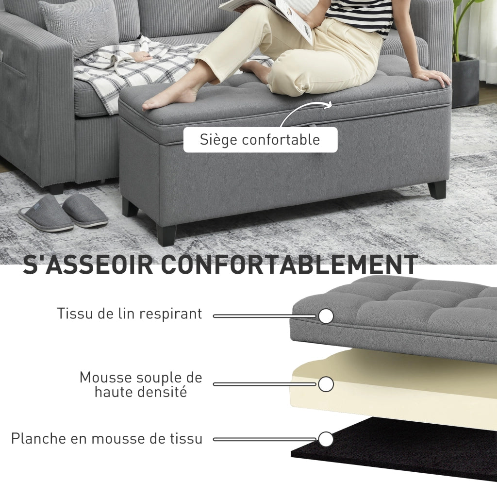 Pouf contenitore imbottito in tessuto ¨C zephmum ¨C grigio scuro 120x40x48 cm