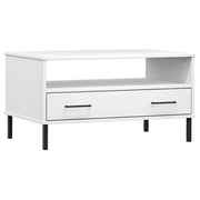 Tavolino da salotto | Tavolino da caff¨¨ | Tavolino da Soggiorno Gambe Metallo Bianco 85x50x45 cm Legno Massello OSLO