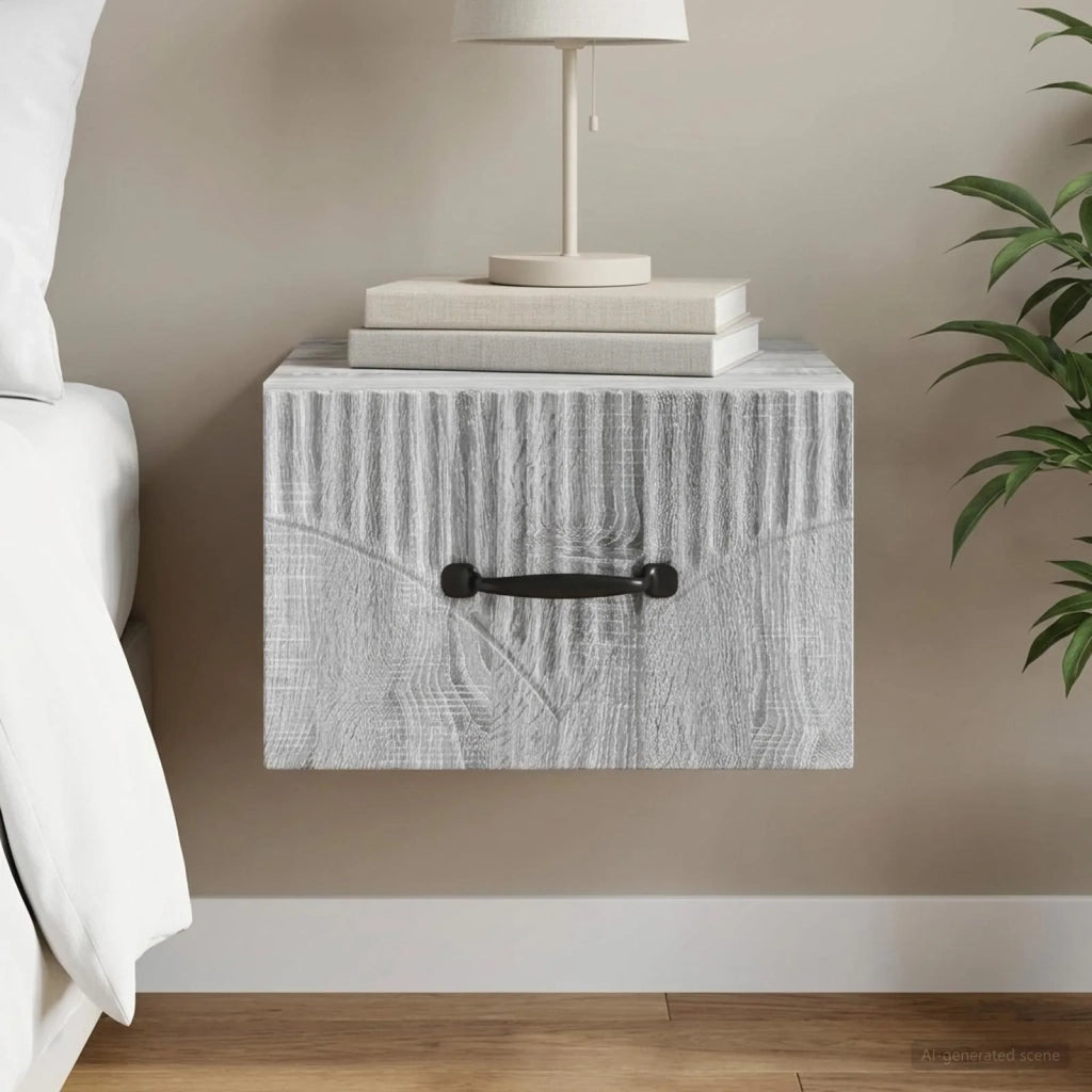 Mobiletto da notte a muro Grigio Sonoma 34,5 x 33 x 20 cm 898947