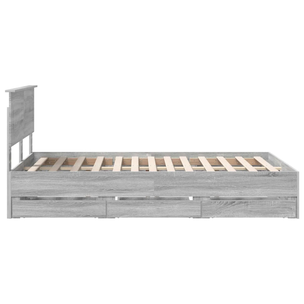 Struttura del letto con cassetto-Giroletto con contenitore-Rete del Letto Grigio Sonoma 120 x 190 cm 312640