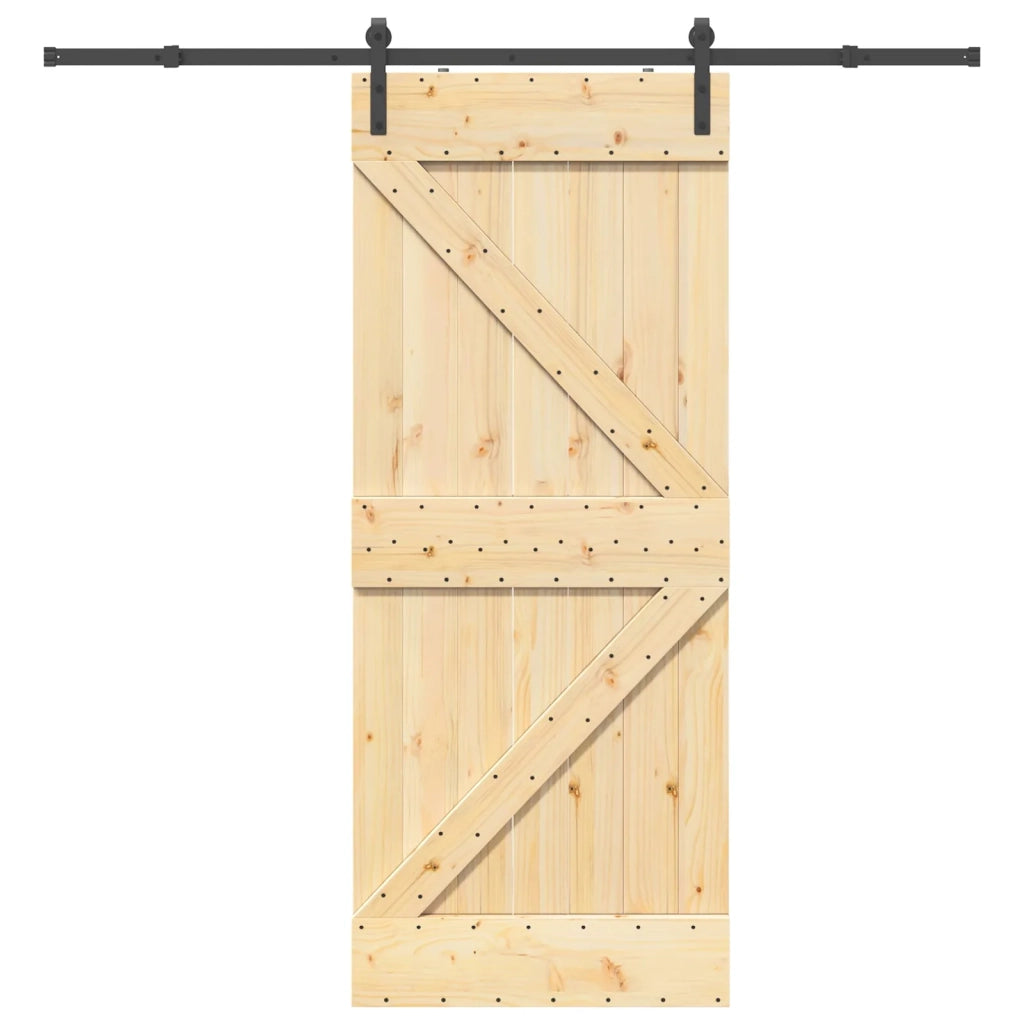 Porta scorrevole NARVIK Naturale e Nero 85 x 210 cm (213,5 cm) 3445210