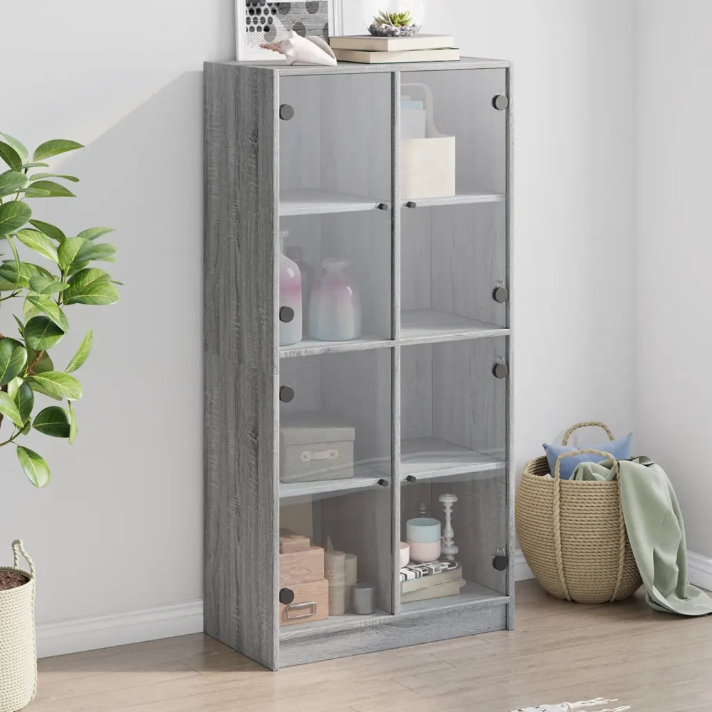 Credenza con Ante Grigio Sonoma 68x37x142 cm Legno Multistrato 116601