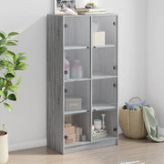Credenza con Ante Grigio Sonoma 68x37x142 cm Legno Multistrato 116601