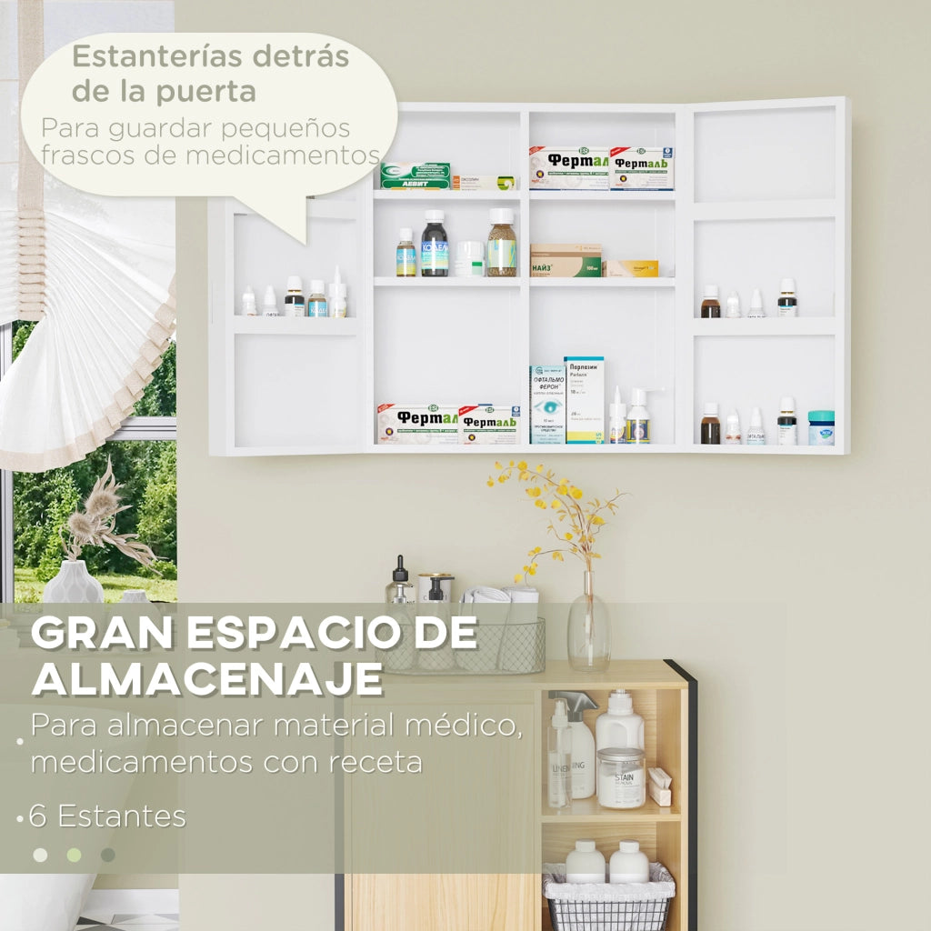 Armadio per medicinali 3 livelli con serratura e 2 chiavi ¨C zephmum ¨C 55x18x60 cm bianco