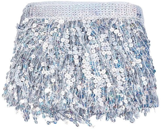 Frangia a paillettoni 10M Zilver - Paillettoni - Paillettoni applicatori - Decorazione - Ricamo - 17Cm Largo - Paillettoni filo