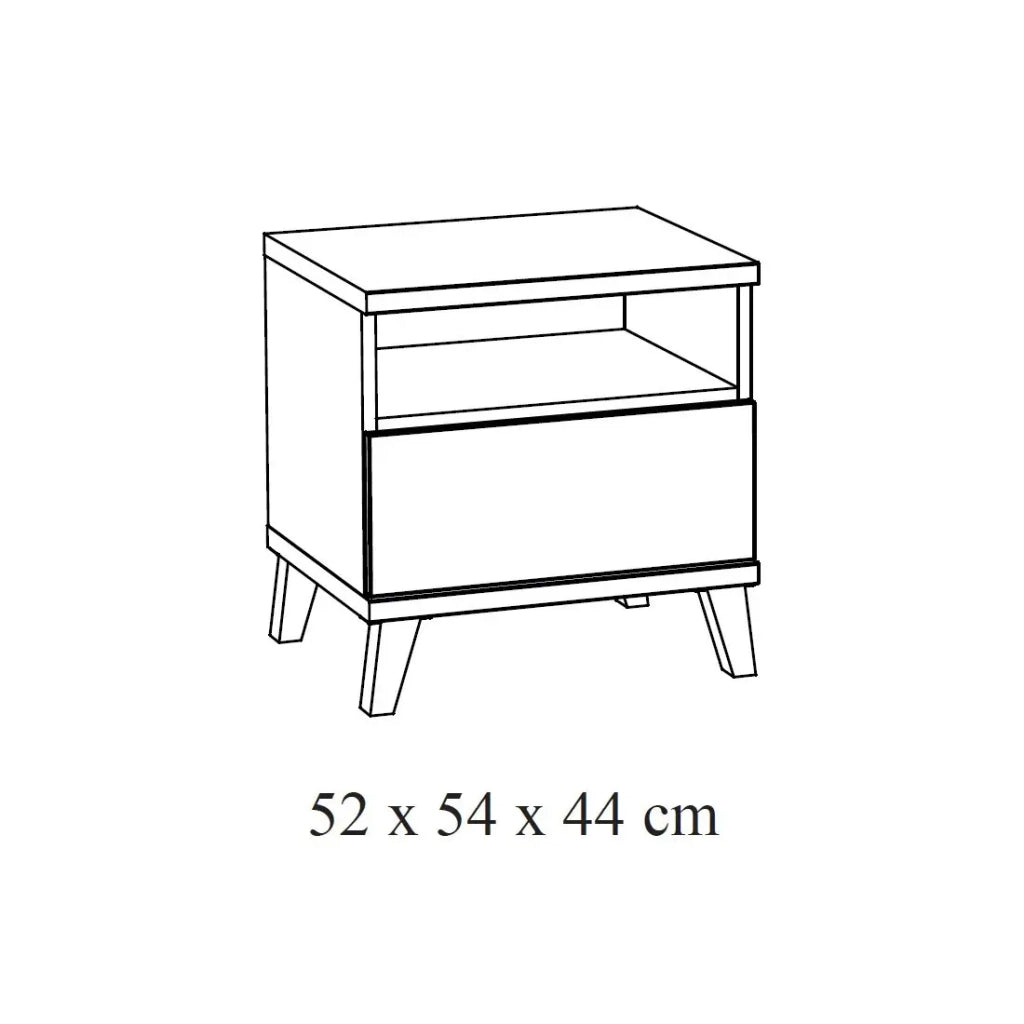 Tavolino da notte LOUISE – 1 cassetto + 1 vano – Rovere River Oak