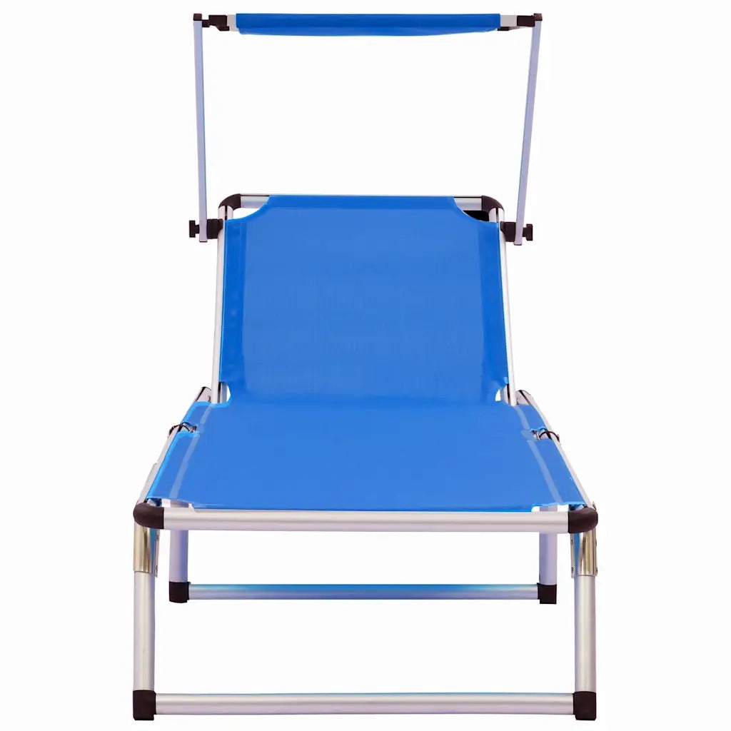 Lettini Pieghevoli con Tettuccio 2 pz Alluminio Textilene Blu