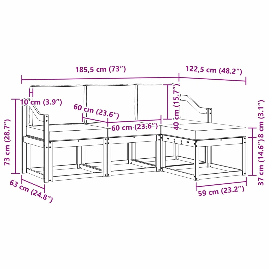 Set di divani da esterno 4 pz 3387472