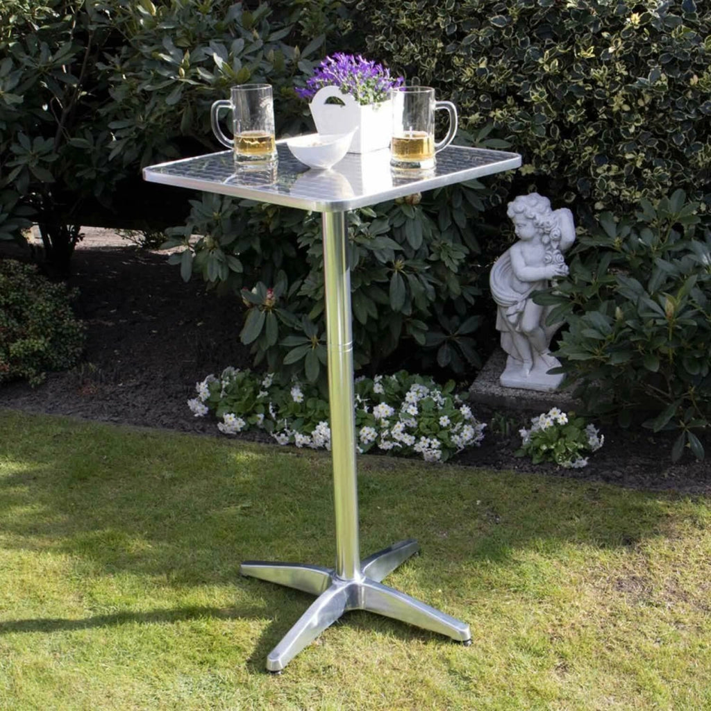 Tavolino Bar Bistrot Alto Pieghevole Alluminio Quadrato 60x60x110cm Tavolo Pub