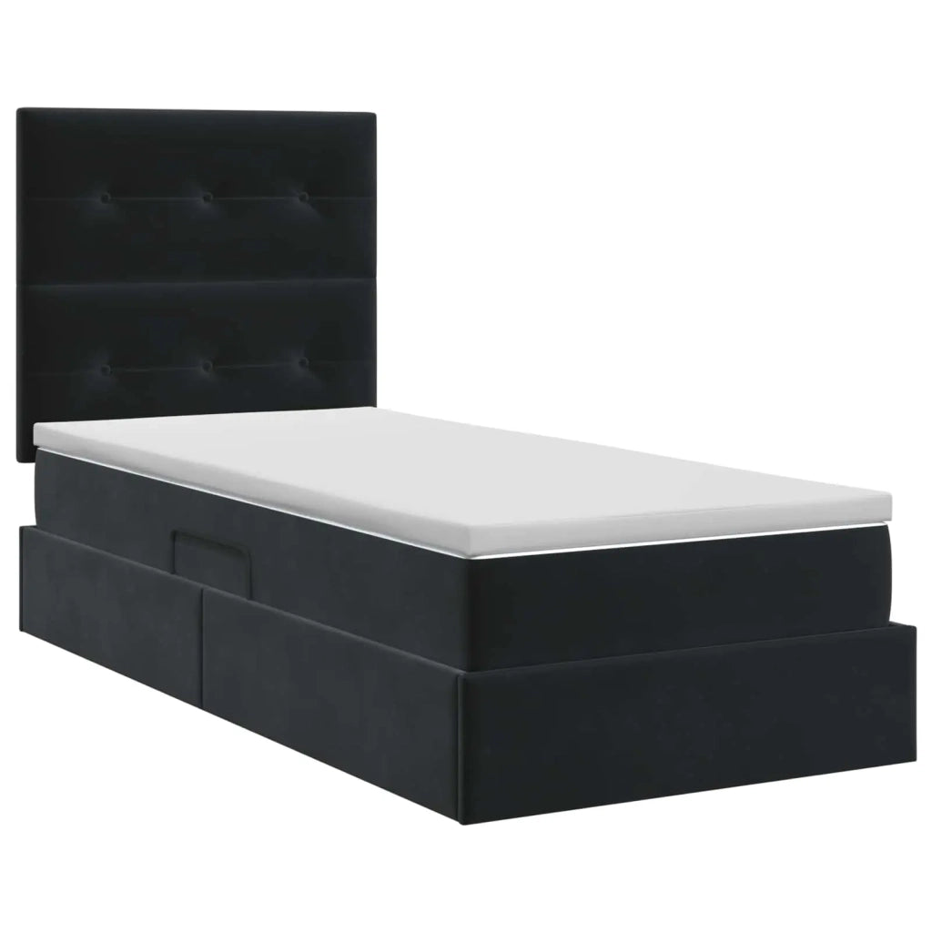 Letto con contenitore e materasso Nero 100 x 200 cm Velluto 3459671