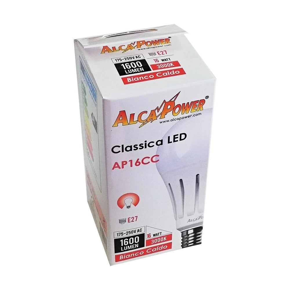 Alca power a60 16w 220v 1600lm e27 lampada classica a led, scegli il tipo di luce  bianco naturale