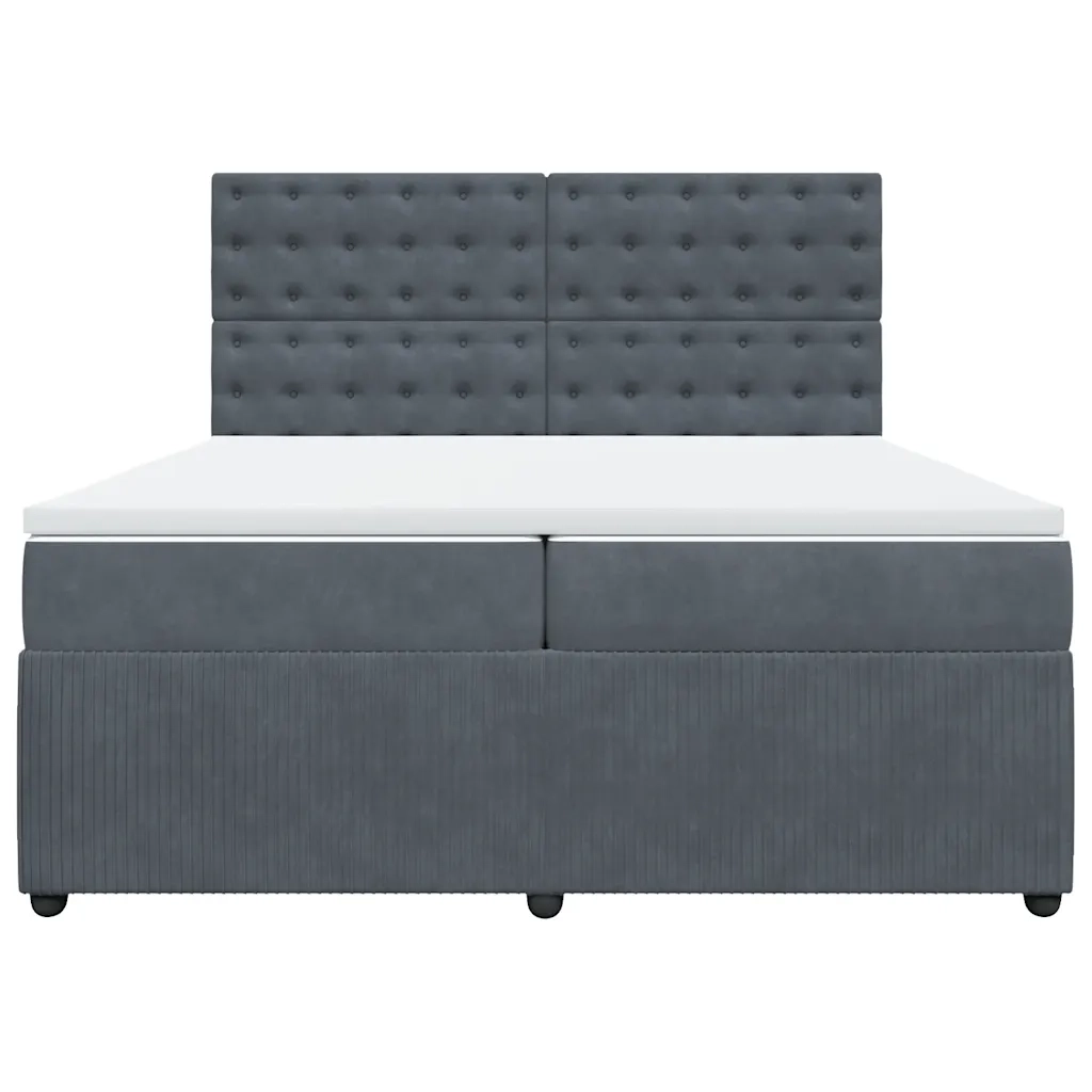 Giroletto a Molle con Materasso Grigio Scuro 200x200 cm Velluto 3292443