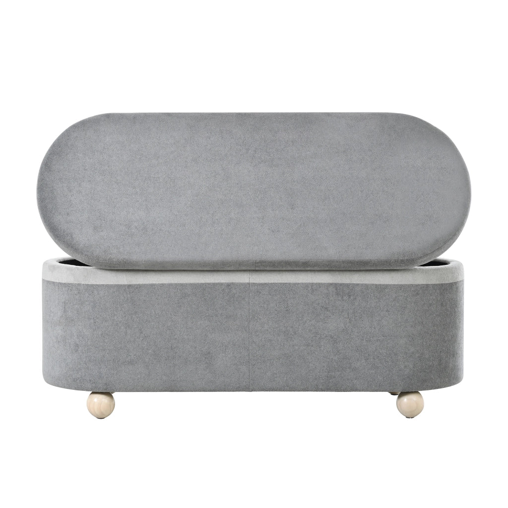 Panca Contenitore con Coperchio e Gambe in Legno ¨C MINIMAL ¨C Grigio, 110x41x47 cm