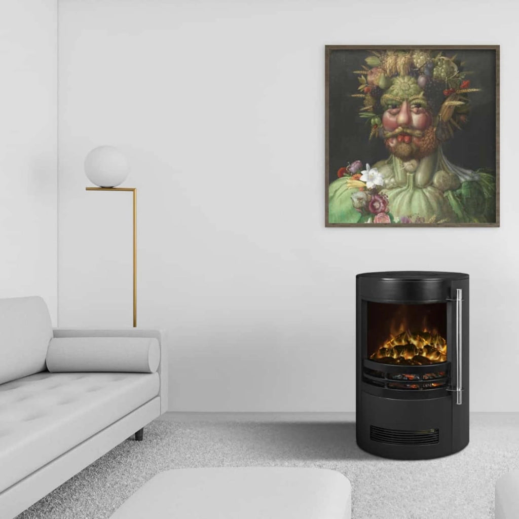 MOHOME Caminetto Elettrico Parete Camino Nero Termostato Regolabile Effetto Fuoco Fiamma Realistico Dispositivo Protezione Riscaldamento Stufa Termica 2 Potenze Calore Silenzioso
