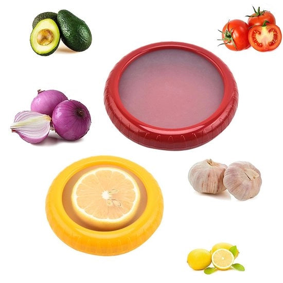 Set di Conservazione Alimentare 2-Pezzi con Porta Frutta Porta Verdura Porta Tomate Porta Limone per Conservare Alimenti Freschi