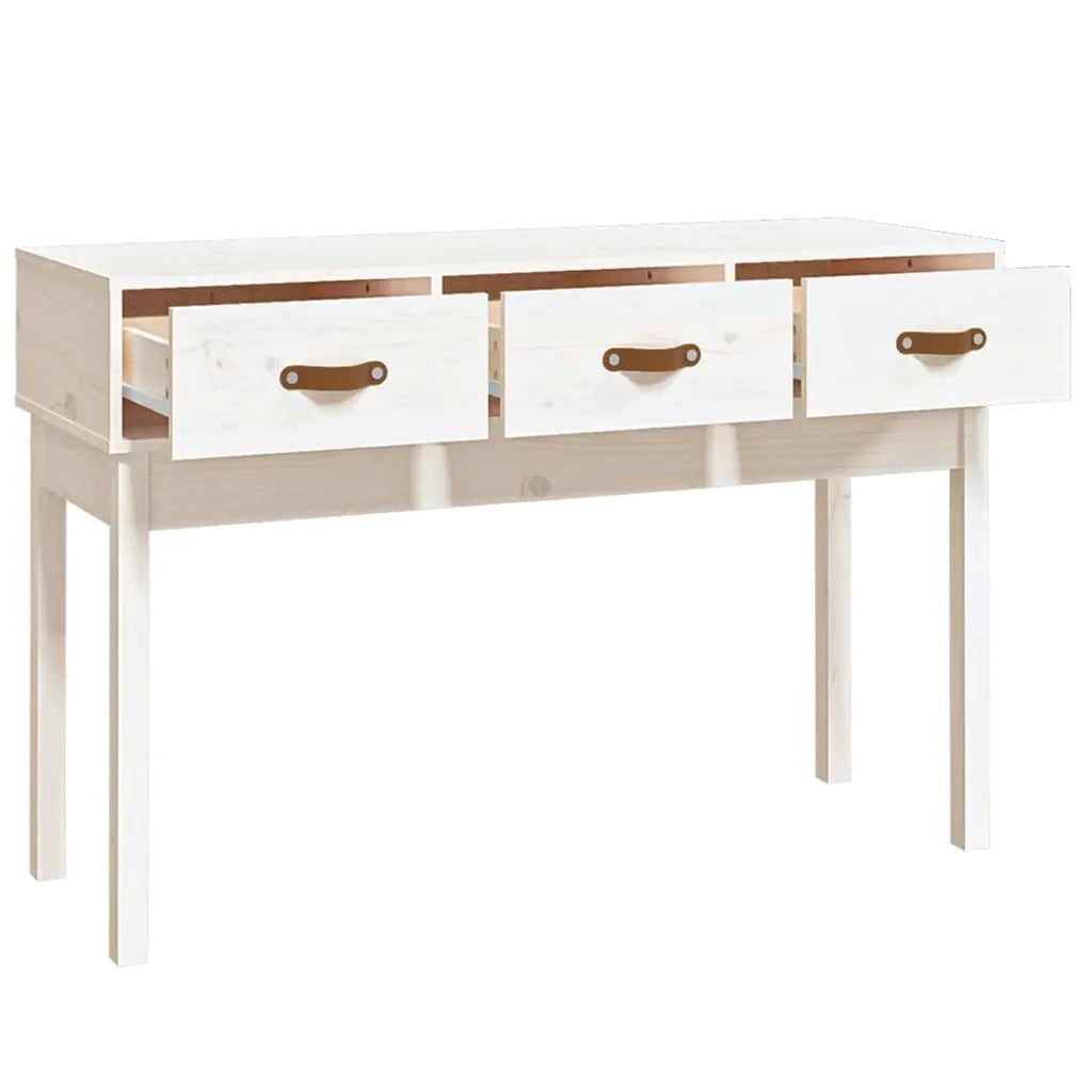 Tavolo Consolle Bianco 114x40x75 cm in Legno Massello di Pino