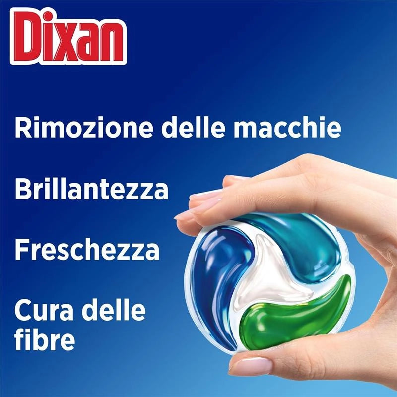 DIXAN DISCS 4 IN1 CLASSICO DETERSIVO LAVATRICE 28 LAVAGGI CAPSULE FRESCHEZZA IGIENICA PER LAVATRICE RIMUOVE LE MACCHIE DA 20°C