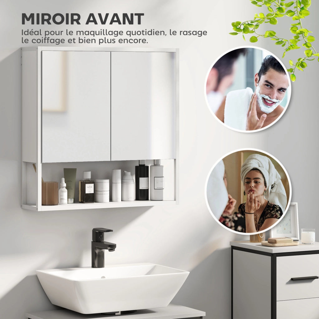 Armadio da bagno con specchio ¨C zephmum ¨C bianco 60x16x60 cm