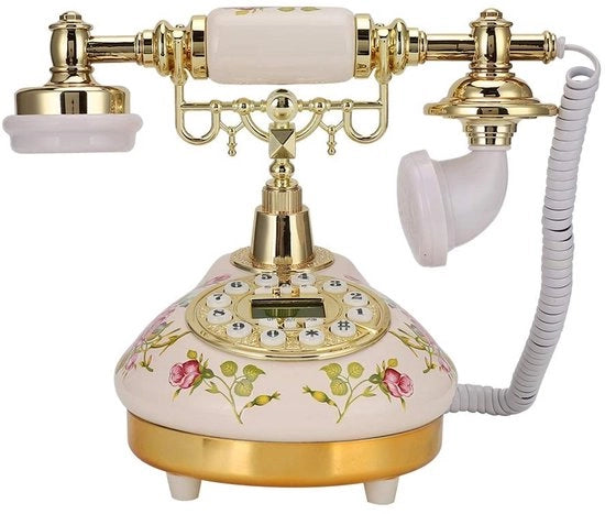 Telefono Retro con Cavo - Telefono Fissa con Base Ceramica - Supporto per Telefono - Decorazione per Telefono - Telefono con Base Ronde 160 mm