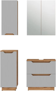 Set di mobili da bagno Lotta, Grigio, 59.8 cm, composto da mobile sottolavabo, specchiera, armadio medio e pensile