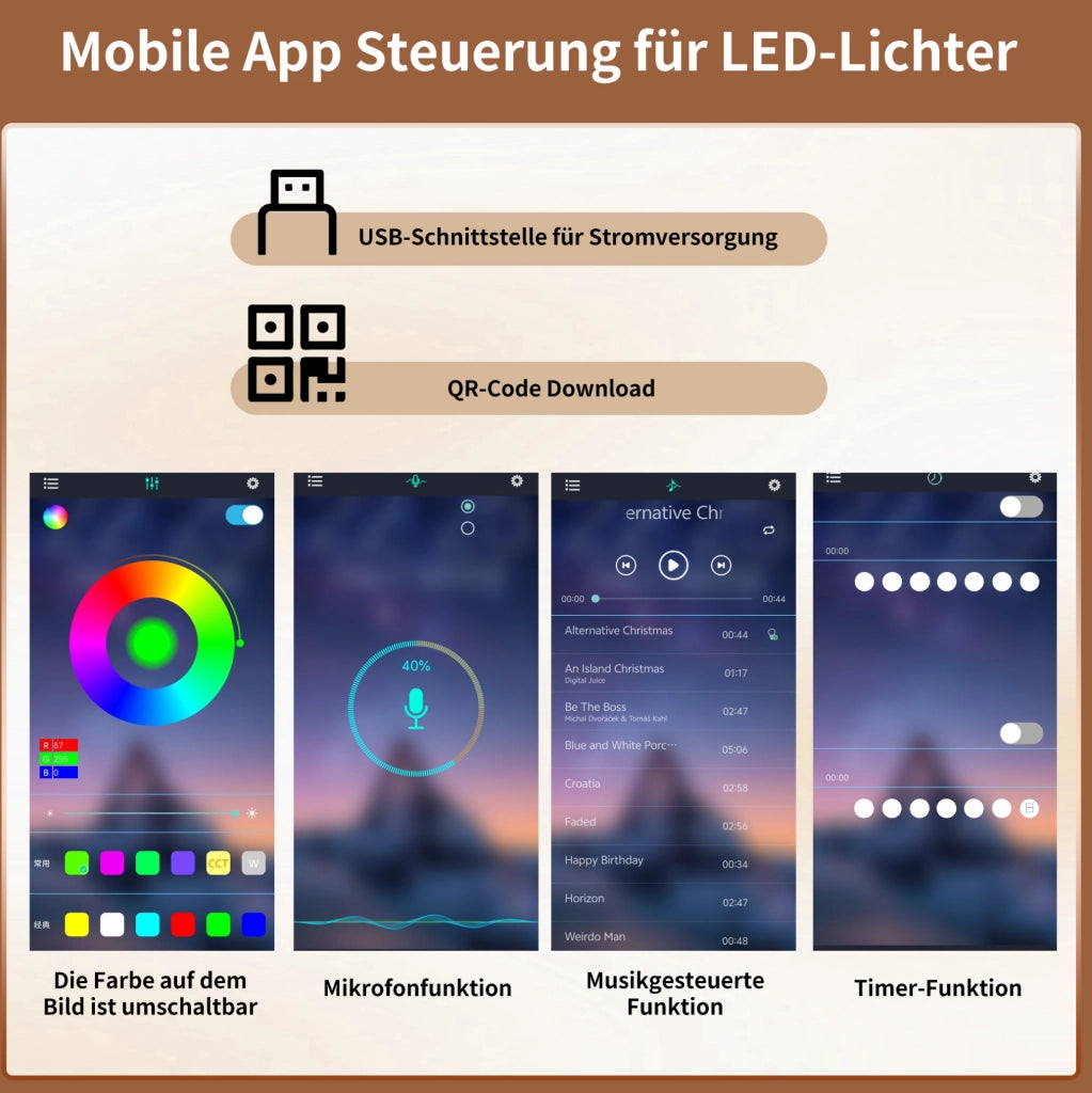 Mobile alto con vetrine, LED USB e app, bianco, 104x40x180 cm