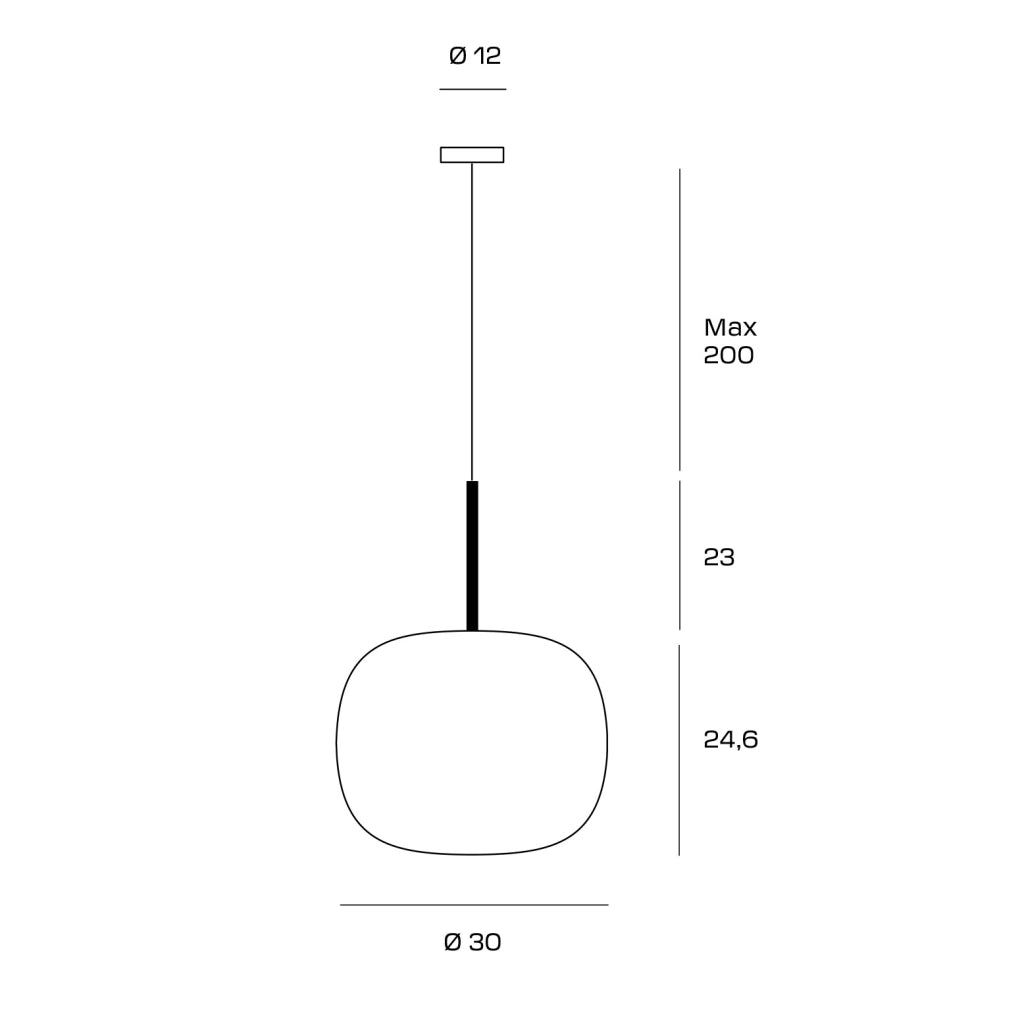 BOMBO SOSPENSIONE 1 LUCE STRUTTURA NERO DIFFUSORE SFERA BIANCO OPALE ATTACCO E27