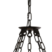 Lampadario Rustico-Country Cartwheel Iii Acciaio Nero 5 Luci E14