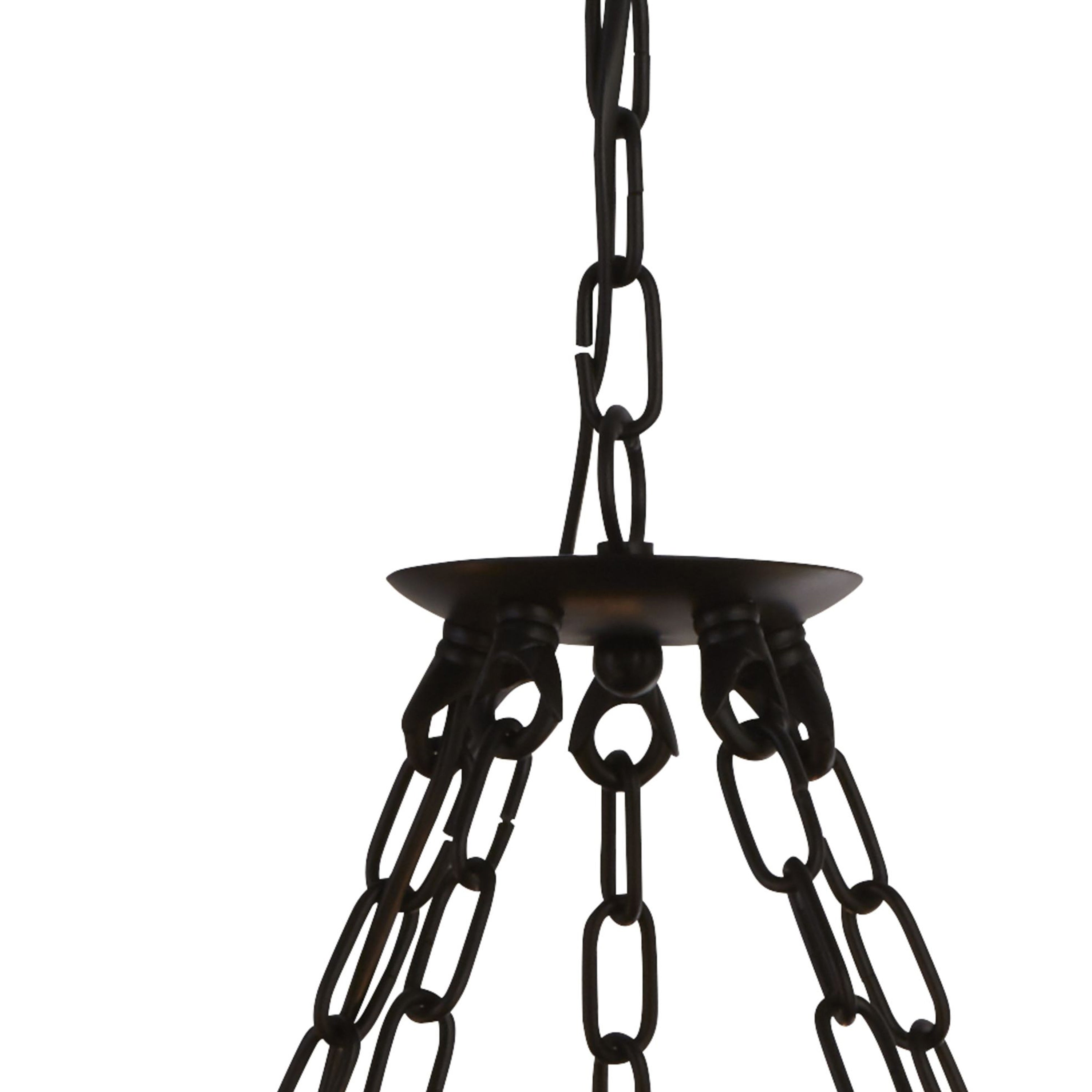 Lampadario Rustico-Country Cartwheel Iii Acciaio Nero 5 Luci E14