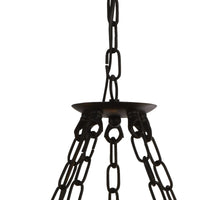 Lampadario Rustico-Country Cartwheel Iii Acciaio Nero 5 Luci E14