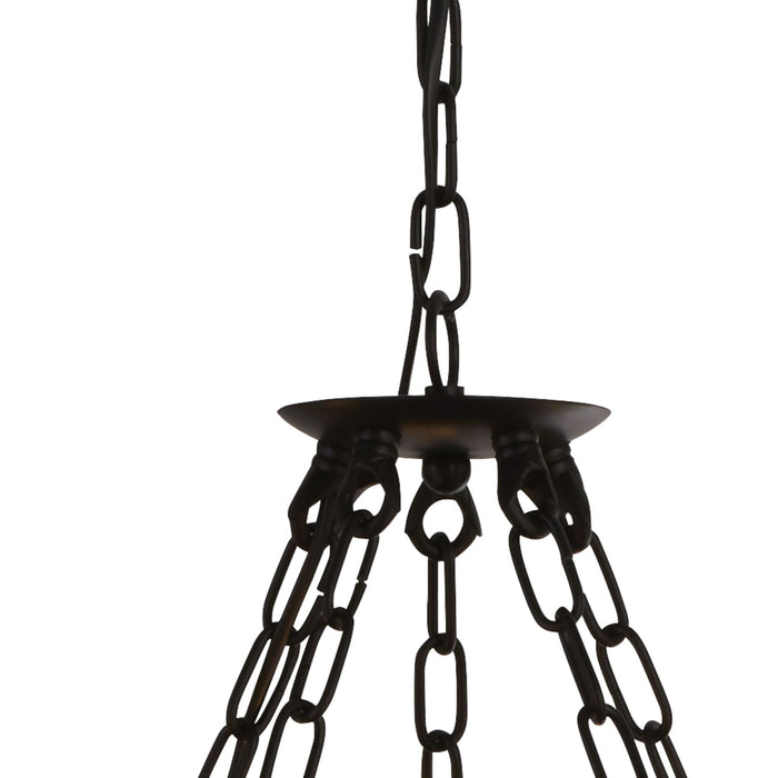 Lampadario Rustico-Country Cartwheel Iii Acciaio Nero 5 Luci E14