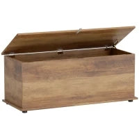 Cassapanca con Coperchio Ribaltabile e Chiusure di Sicurezza, 100 x 40 x 40 cm, Marrone