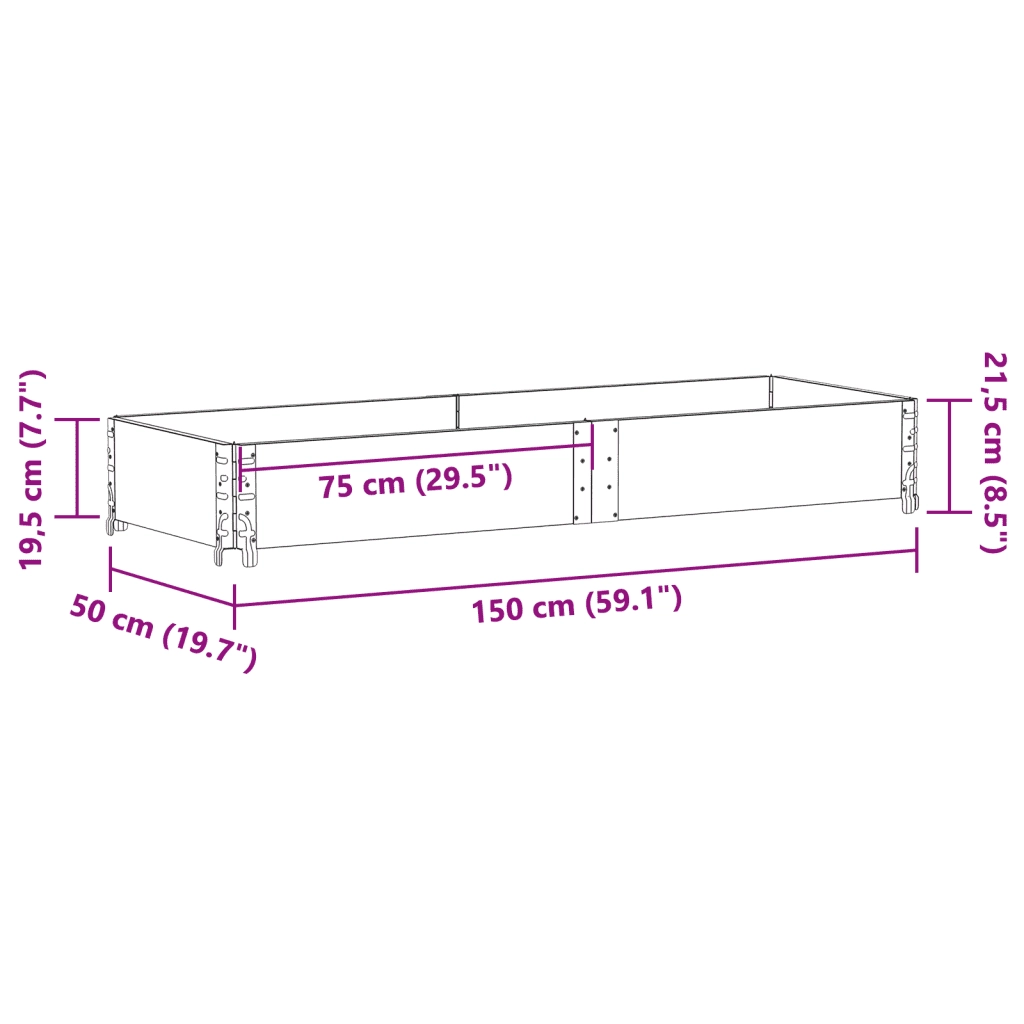 Paretale per Pallet Nero 150x50 cm in Legno Massello di Pino CFW2605015