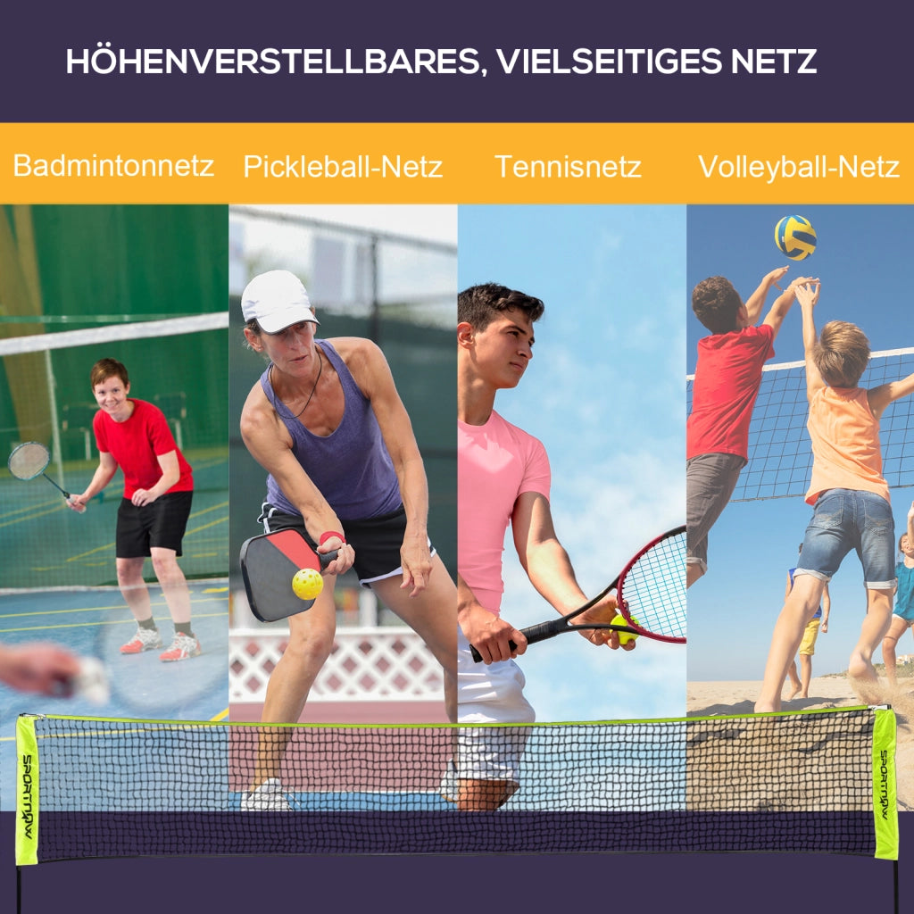 Set rete da badminton, rete da tennis pieghevole, rete da badminton per interni/esterni regolabile in altezza 103/120/155 cm, rete da pallavolo con