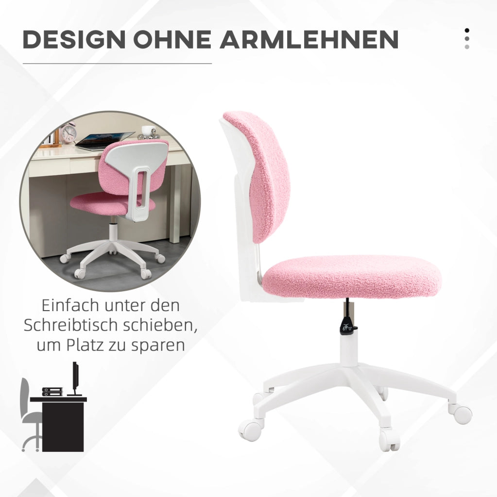 Sedia da ufficio ergonomica rosa regolabile in altezza