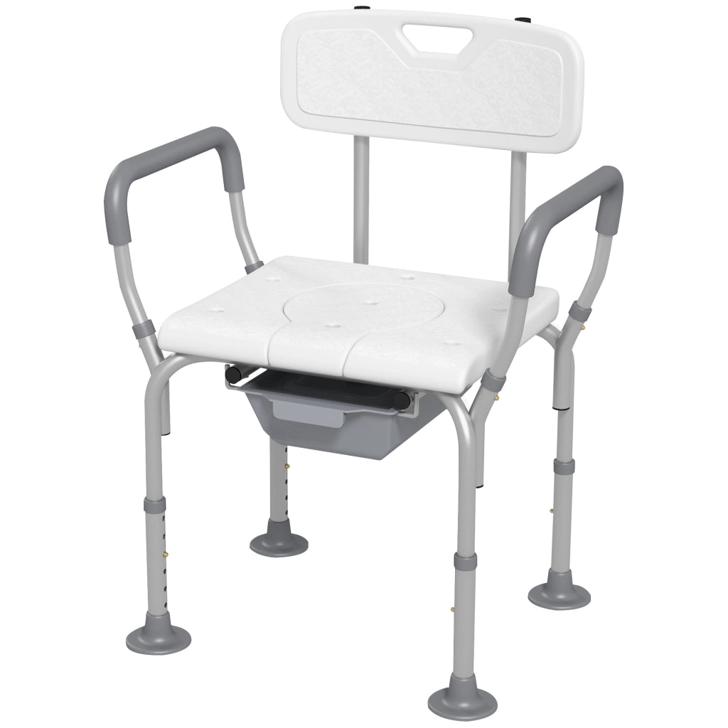 Sedia da Doccia con Schienale e Braccioli Regolabile ¨C zephmum ¨C Bianco