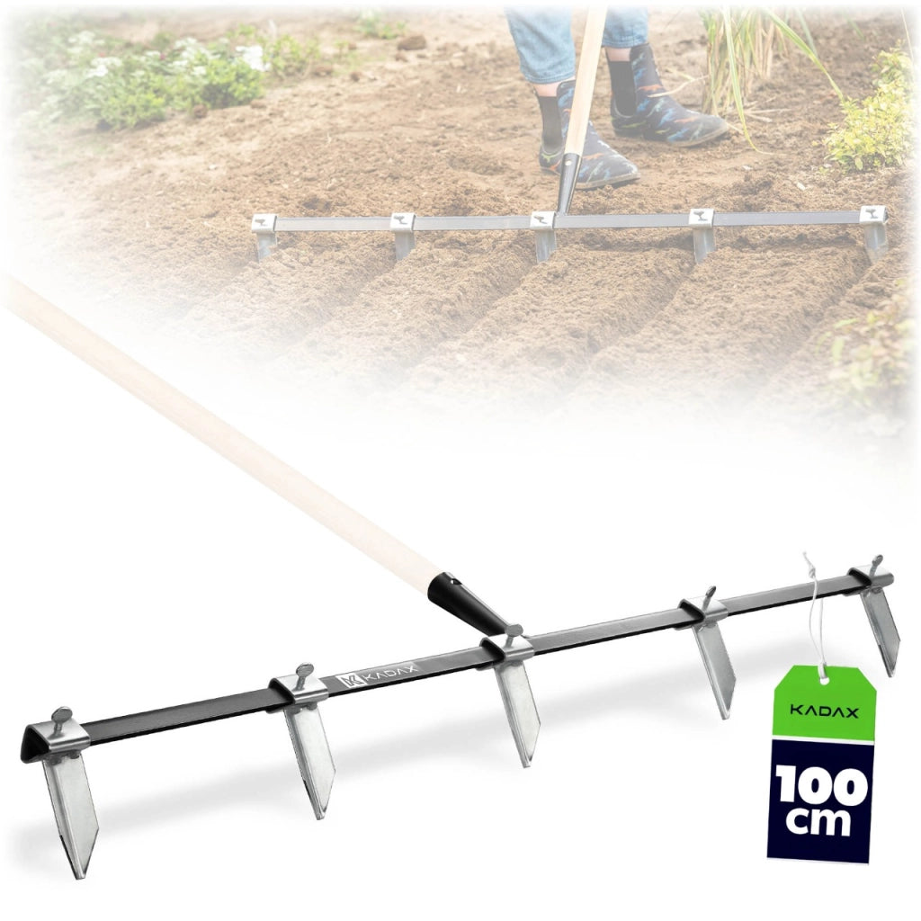Marcatore da giardino KADAX per semina, file e terreno, a 5 denti, 100 cm