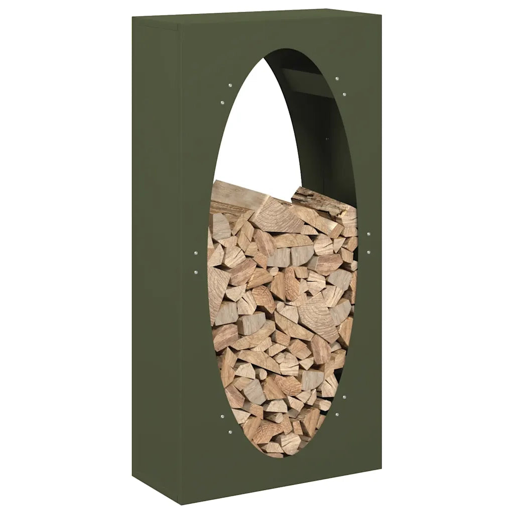 Rastrelliera per Legna da Ardere Verde Oliva 50x23x100 cm 864184