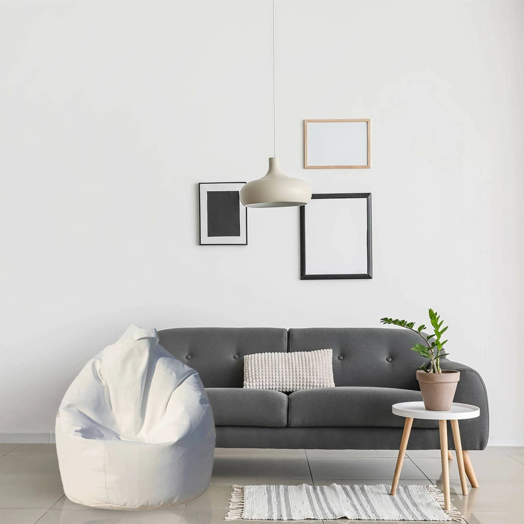 Pouf a sacco Alez, colore bianco, Misure 80 x 120 x 80 cm