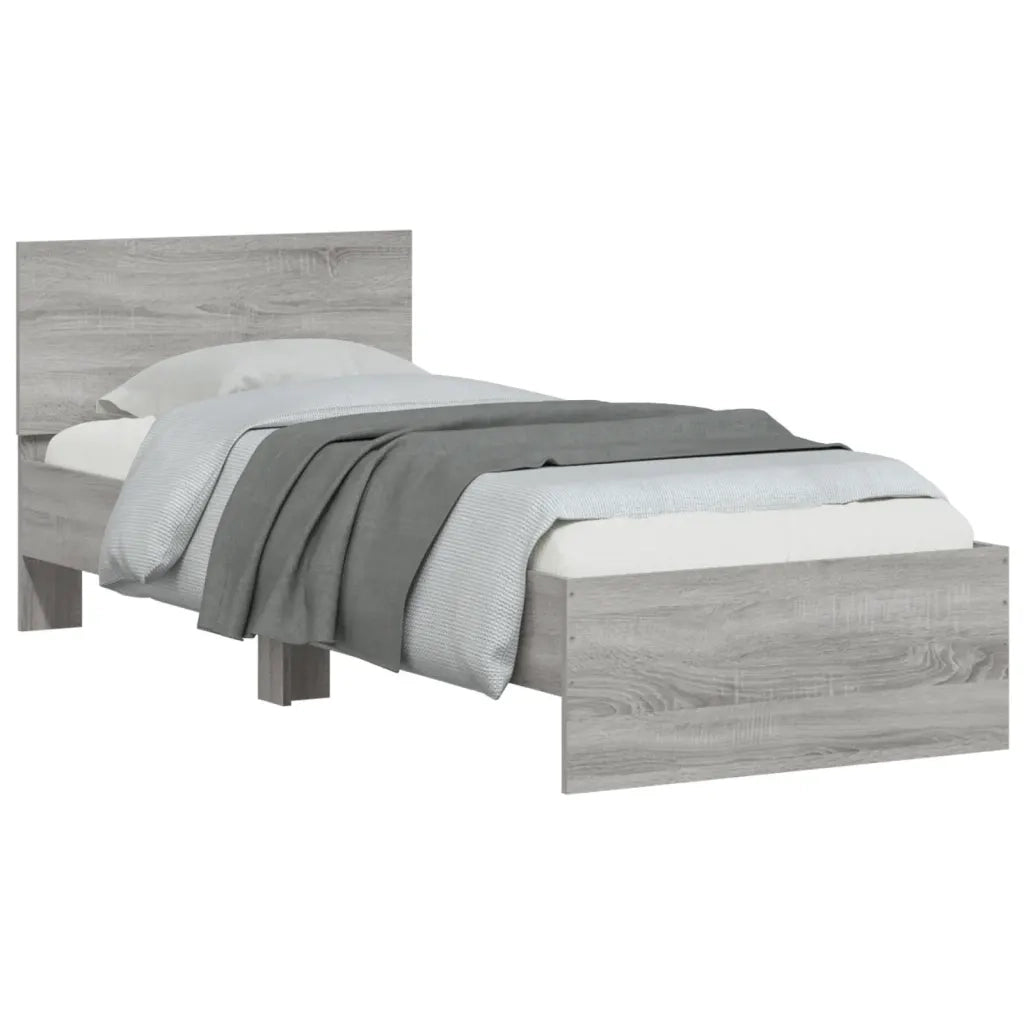 Giroletto con Testiera Grigio Sonoma 90x190cm Legno Multistrato 838657
