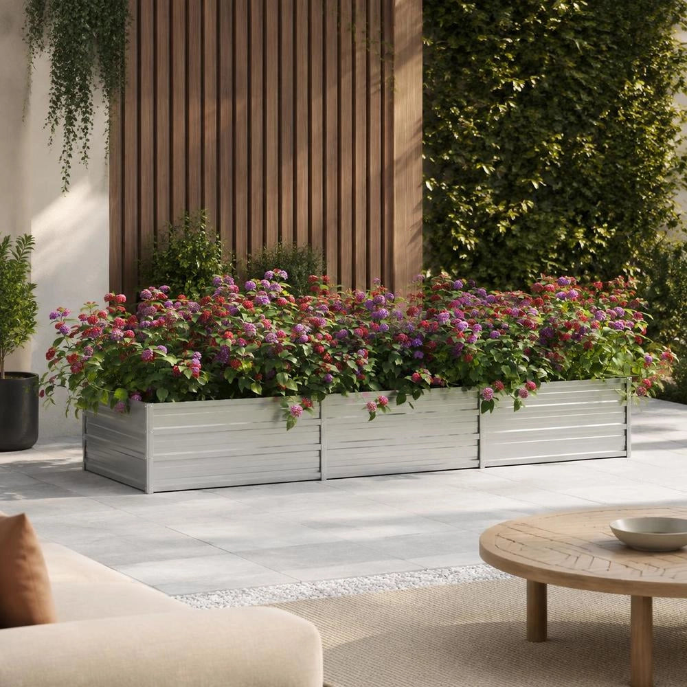 Garden Raised Bed 240x80x45 Cm Galvanized Steel Silver
