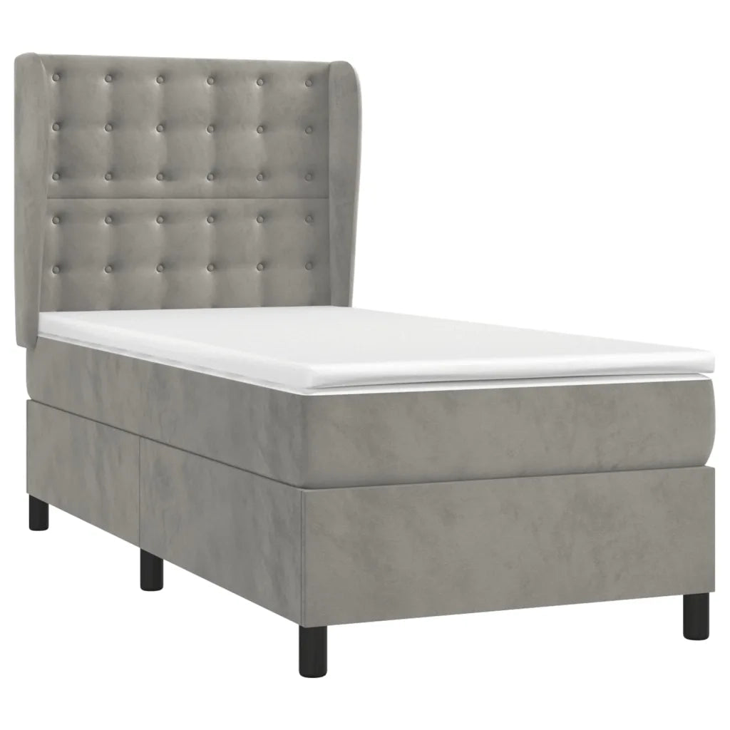 Giroletto a Molle con Materasso-Struttura Letto Grigio Chiaro 90x200 cm Velluto 348262