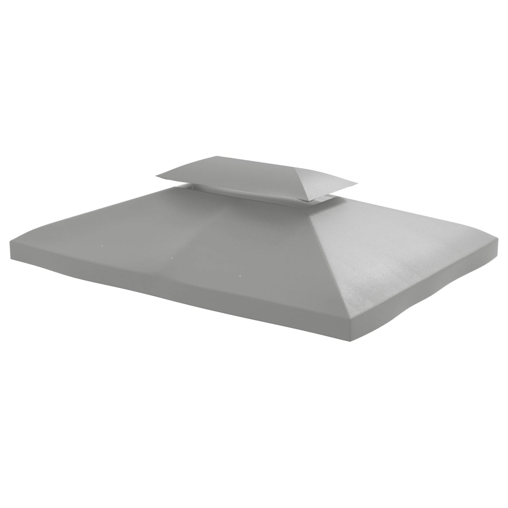 Copertura per Gazebo 4x3 m a 2 Livelli in Poliestere con Cinghie e 10 Fori di Drenaggio. Grigio